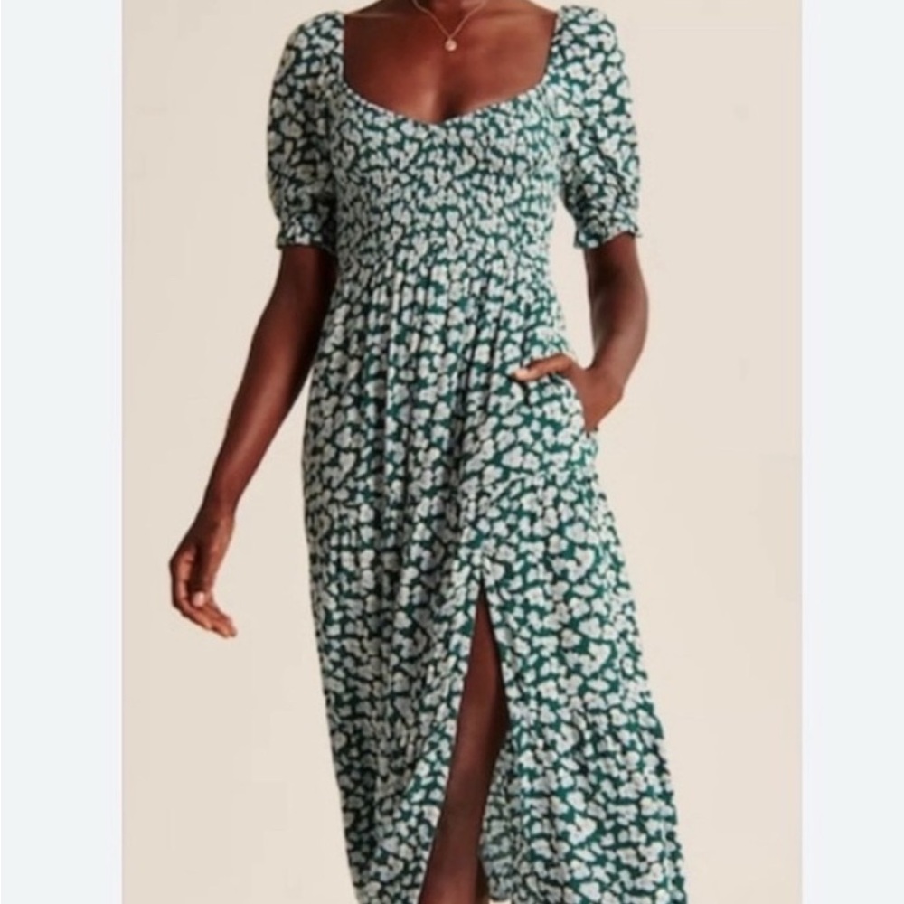 Abercrombie Floral Green Midi Dress
